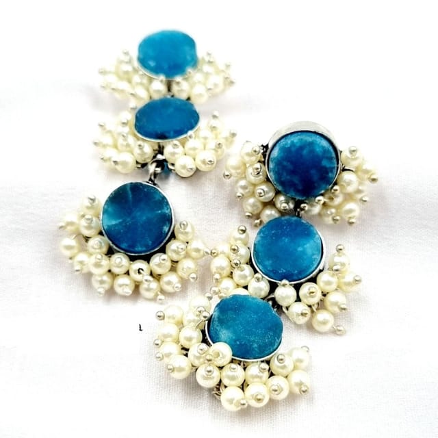 Abarnika- Blue natural stone earrings with guttapoosalu