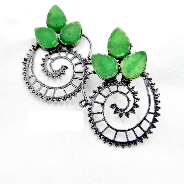 Abarnika- Green natural stone abstract earrings