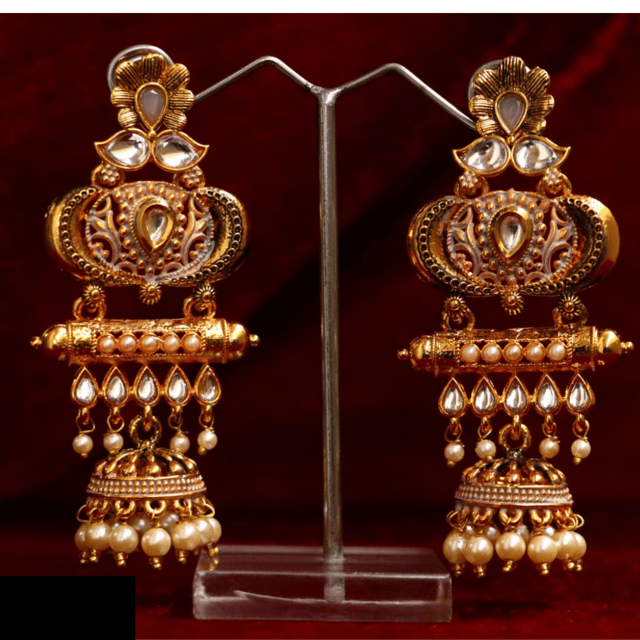 Abarnika- Gold kundan traditional earrings