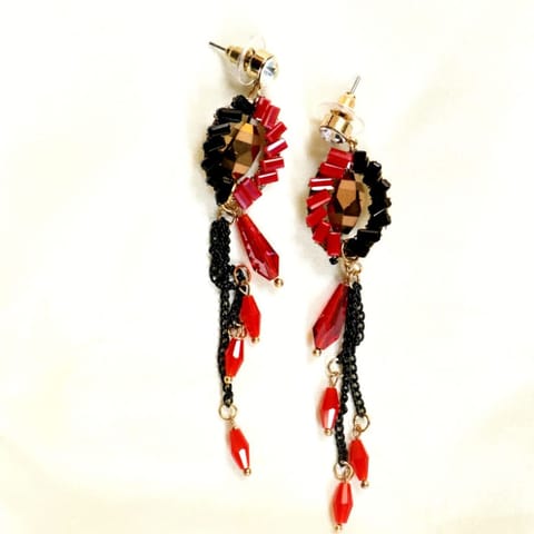 Abarnika- Statement western earrings - Black & Red