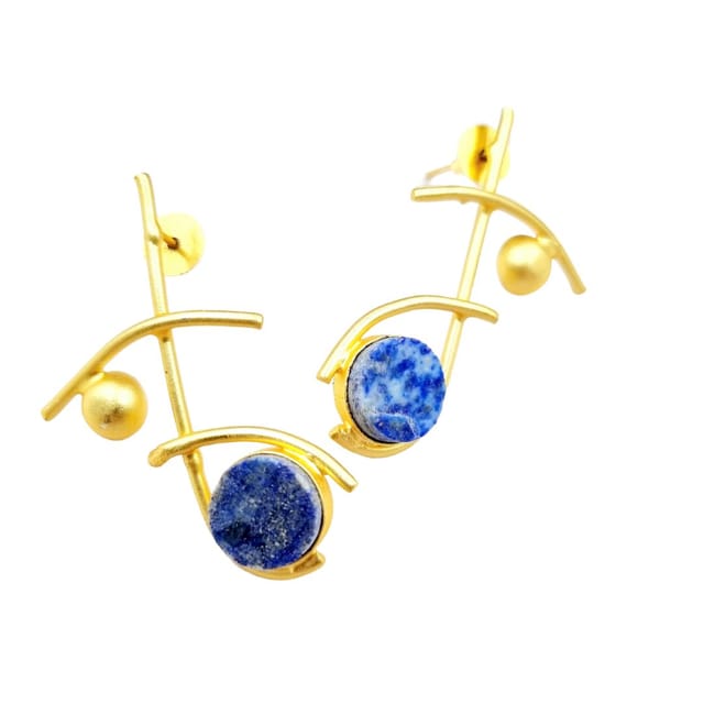 Abarnika  -  Natural stone statement Jaipuri earrings - Blue