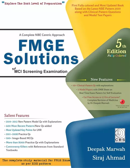 FMGE Solutions for MCI Screening Examination 5th Edition 2019 By Deepak Marwah & Siraj Ahmad
