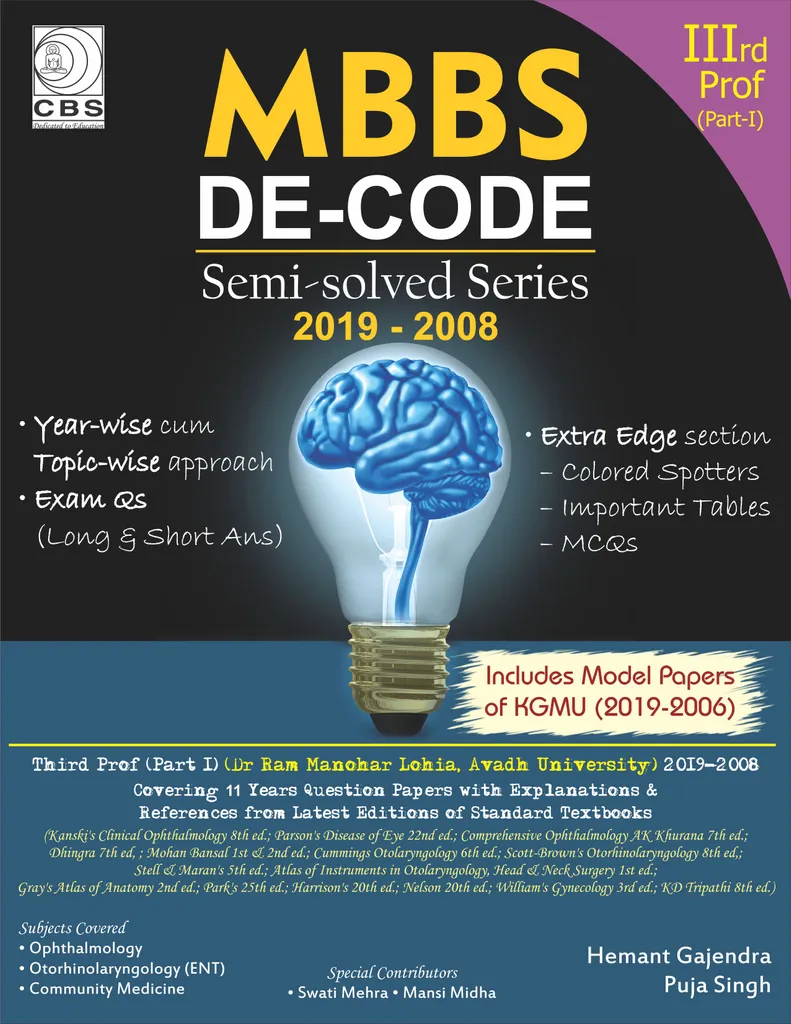 MBBS DE-Code-3rd Prof (Dr. RML, Avadh University) Semi Solved Series 2019-2000 1st Edition 2019 By Hemant Gajendra, Puja Singh