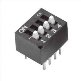 DIP Switches/SIP Switches OFF-ON 8 position DIP switch, raised actuator, straight PC terminals, 100mA @ 6V DC, magazine packaging