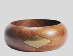 Metal embedded inlay work style smart and tasteful sharp style polished and stylised wood made bangle