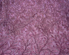 Stately and cosmopolitan feel fine look leafy sprigs thread embroidered exquisite and neat posh feel fancy net look fabric