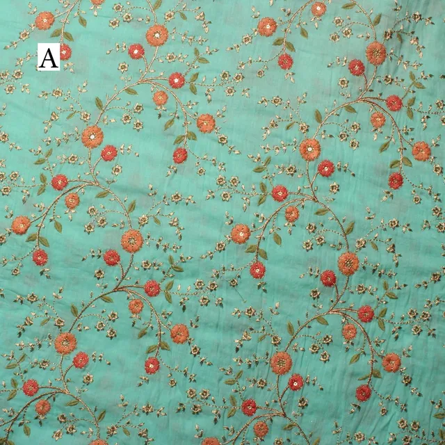 Calm collected blooming branches tranquil feel rich embellished fabric