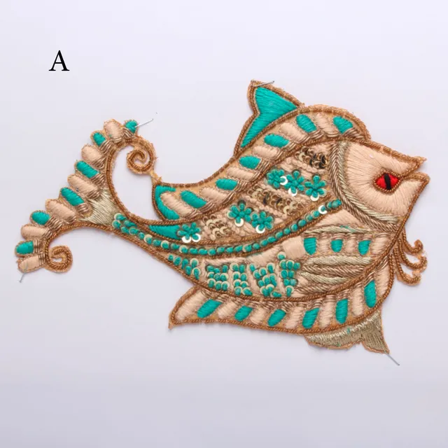 Abstract fish fairy-tale style royal and rich ornamented aquatic patch