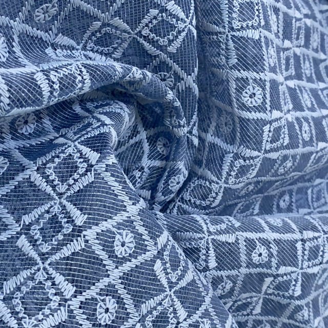 Grey Kota Chikan Embroidery