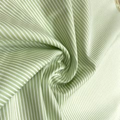 White Strips on Green Glace Cotton Print (2 meter cut piece)