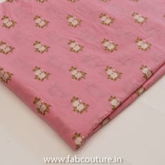 Pink With gold Khadi Cotton Printed Fabric