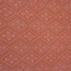 Peach Bandhej Rayon Printed Fabric