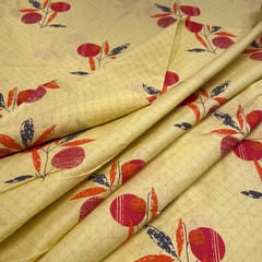 Yellow Cotton Cambric Printed Fabric