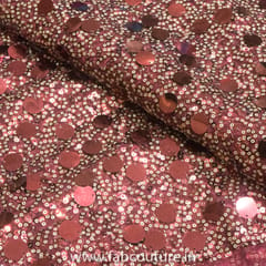 Maroon Net Sequins Embroidered Fabric