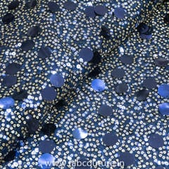 Blue Net Sequins Embroidered Fabric