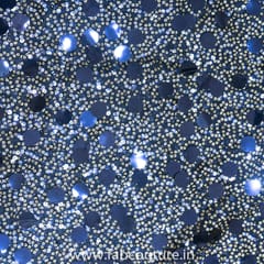 Blue Net Sequins Embroidered Fabric