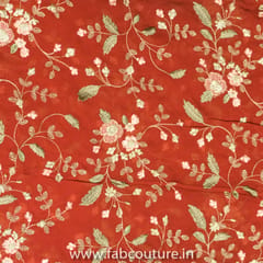 Red Georgette Embroidered Fabric