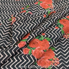 Black Linen Satin Printed Fabric