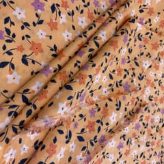 Peach Rayon Floral Printed Fabric