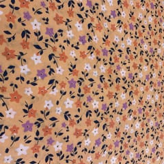 Peach Rayon Floral Printed Fabric