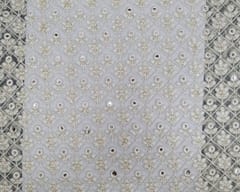 Grey Net Faux Mirror Embroidered Fabric