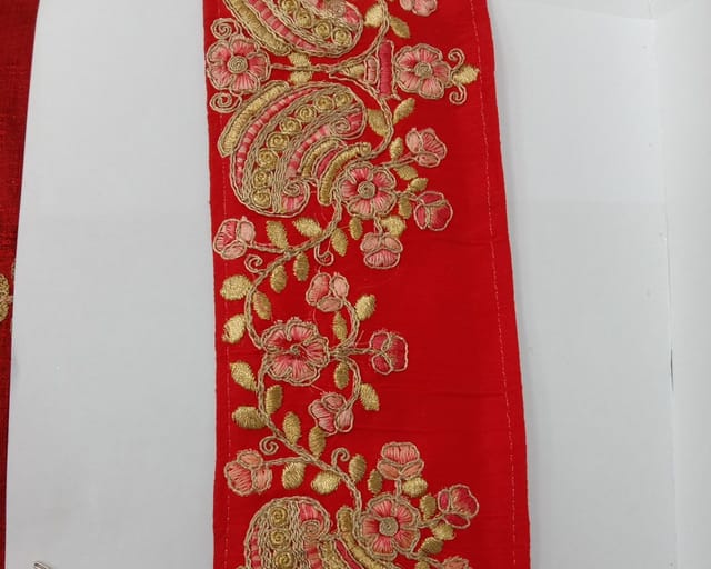 Red  Embroidered Border