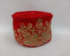 Red  Embroidered Border