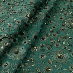 Bottle Green Georgette Embroidered Fabric