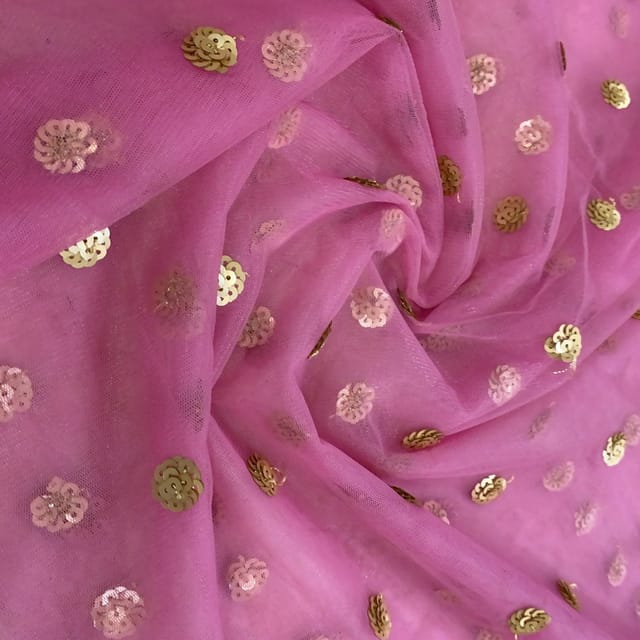 Pink Net Booti fabric