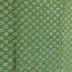 Parrot Green Chanderi Jacquard Booti fabric