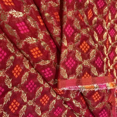 Red Georgette Jacquard Jaal fabric