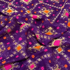 Purple Georgette Jacquard Jaal fabric