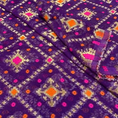 Purple Georgette Jacquard Jaal fabric