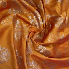 Orange Coloured Jaal Jacquard Silk fabric