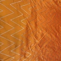 Orange Coloured Zig Zag Jacquard Silk fabric