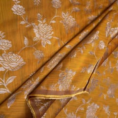 Mustard Coloured Jaal Jacquard Silk fabric