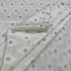 White Coloured Chanderi Jacquard fabric