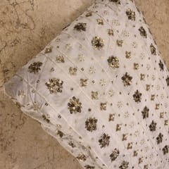 White Upada Embroidered Fabric