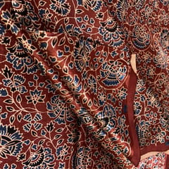 Maroon Mashru Silk Ajrakh Printed Fabric