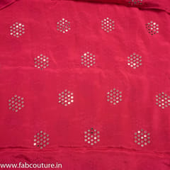 Gajri Coloured Chinon Chiffon Faux Mirror Embroidered Fabric
