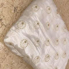 White  Chinon Chiffon Embroidered Fabric