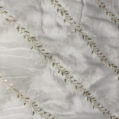 White Colour Chinon Embroidery 1.90 Meter Cut Piece