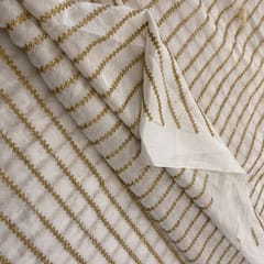 White Colour Chinon Chiffon Embroidered Fabric