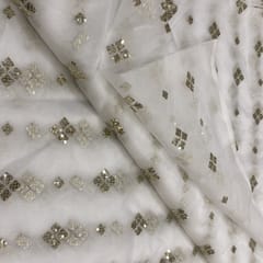 White Colour Organza Embroidered Fabric