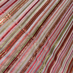 Multi-color Stripes Organza Embroidery (1Meter Piece)