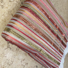 Multi-color Stripes Organza Embroidered Fabric