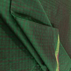 Green Colour Chanderi Self Checks fabric