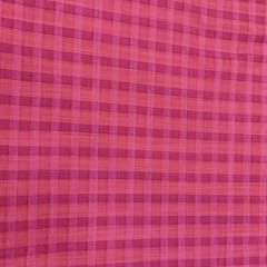 Pink Colour Chanderi Self Checks fabric