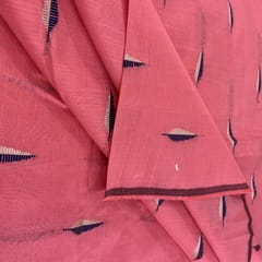 Pink Colour Chanderi Dobby Leaf Booti fabric