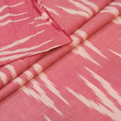 Pink & White Colour Pure Cotton Ikat fabric